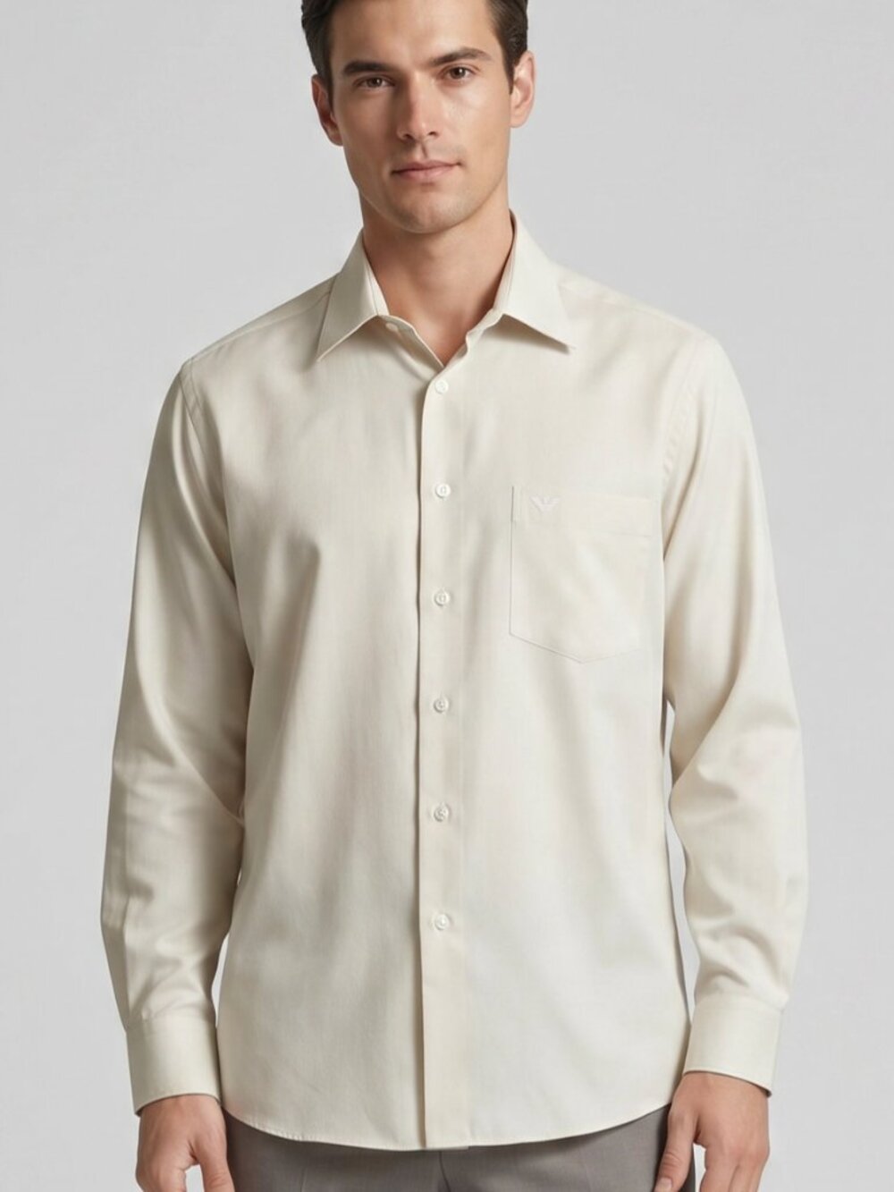 Giorgio Armani Beige Cream Cotton Button Down Dress Shirt 16.5 / 41